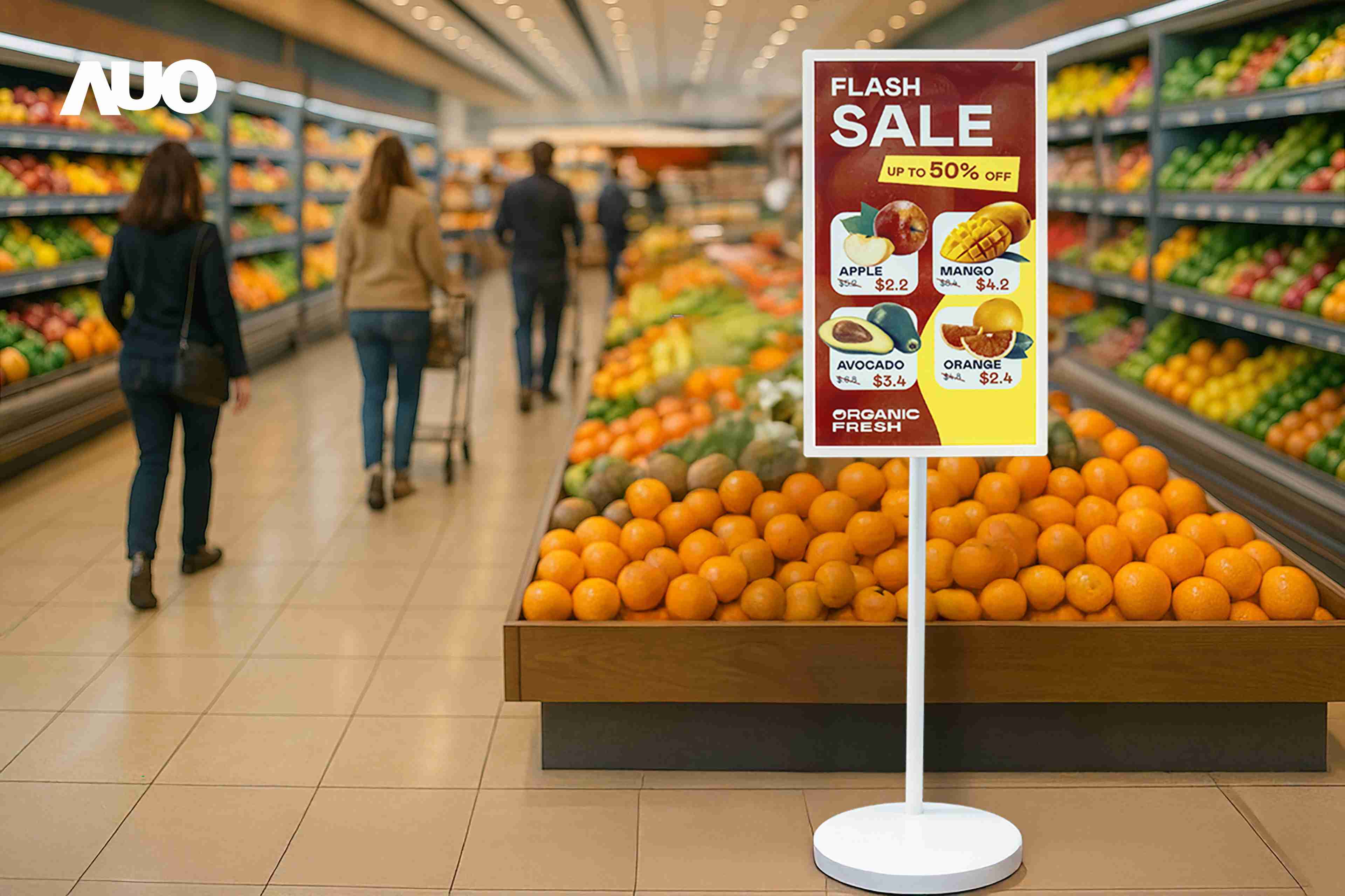 达擎首亮相低功耗、、、、全彩的〝aecoPost电子纸解决方案〞，，仅在更新画面时需要微量的电力驱动，，，，无需布建电线的便捷设计，，，，使其可灵活应用、、随意置放，，，，并可透过云端或行动装置app，，，，轻松管理及排程广告内容，，，晋升店头营销利器。。。